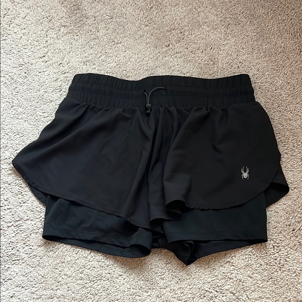 Spyder Black Athletic Shorts 2-in-1 Design